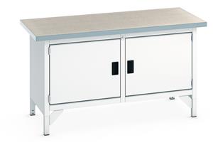 1500mm Wide Storage Benches Bott Bench1500Wx750Dx840mmH - 2 Cupboards & Lino Top
